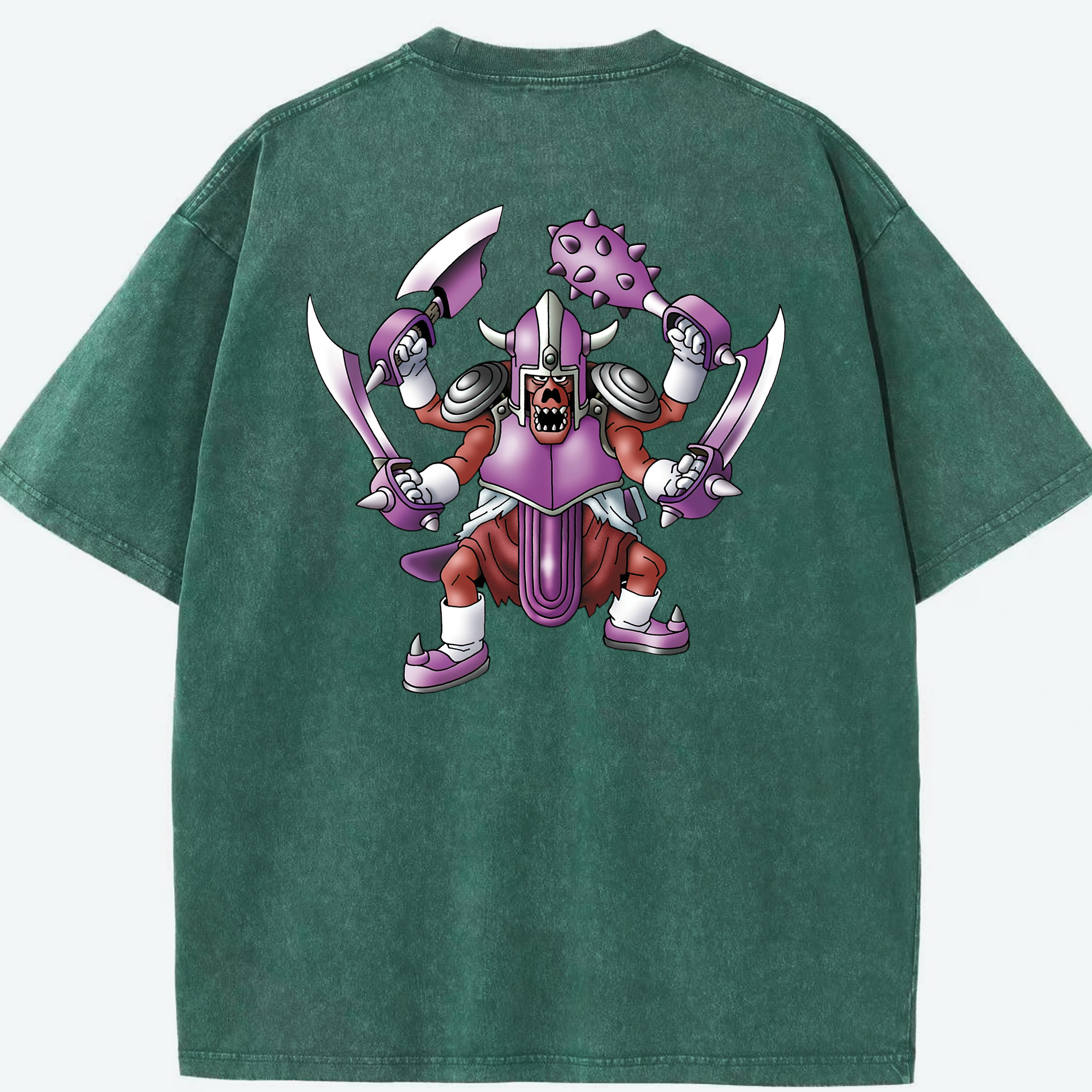 （画像用） ドラゴンクエスト Doragon Kuesuto Dragon Quest 綿100% ヴィンテージ風 半袖Tシャツ（背面プリント）